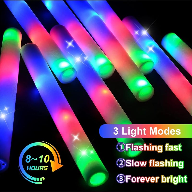 EXCECAR 70PCS Foam Glow Sticks, LED Light Up Foam Sticks with 3 Modes Flashing Changing, Glowing in The Dark for Event Party Wedding Halloween Christmas Concert Supplies - Image 3